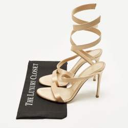 Pre Owned Gianvito Rossi Opera Size 39.5 Beige Satin Ankle Strap Sandals