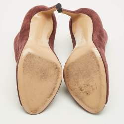 Pre Owned حذاء بوت للكاحل جيانفيتو روسي سويدي أحمر لامع بمقاس 37