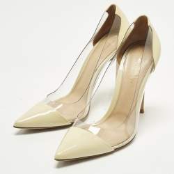Pre Owned Gianvito Rossi Plexi Size 40 Light Yellow/Transparent Patent Leather and PVC Pumps
