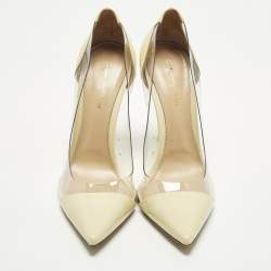 Pre Owned Gianvito Rossi Plexi Size 40 Light Yellow/Transparent Patent Leather and PVC Pumps