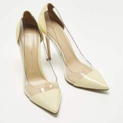 Pre Owned Gianvito Rossi Plexi Size 40 Light Yellow/Transparent Patent Leather and PVC Pumps