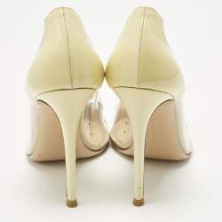 Pre Owned Gianvito Rossi Plexi Size 40 Light Yellow/Transparent Patent Leather and PVC Pumps