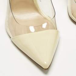 Pre Owned Gianvito Rossi Plexi Size 40 Light Yellow/Transparent Patent Leather and PVC Pumps