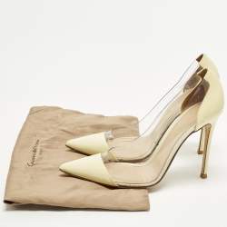 Pre Owned Gianvito Rossi Plexi Size 40 Light Yellow/Transparent Patent Leather and PVC Pumps