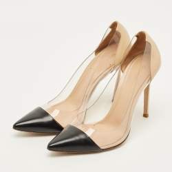 Pre Owned Gianvito Rossi Plexi Size 38.5 Tricolor Leather and PVC Pumps