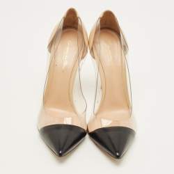 Pre Owned Gianvito Rossi Plexi Size 38.5 Tricolor Leather and PVC Pumps