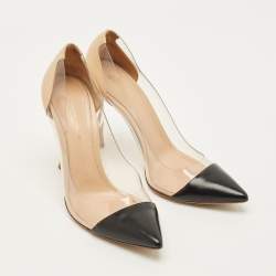 Pre Owned Gianvito Rossi Plexi Size 38.5 Tricolor Leather and PVC Pumps