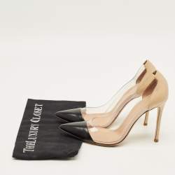 Pre Owned Gianvito Rossi Plexi Size 38.5 Tricolor Leather and PVC Pumps