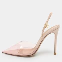 Pre Owned Gianvito Rossi Ribbon Nude Pink Size 38 Patent Leather and PVC Pumps 