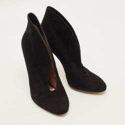 Pre Owned Gianvito Rossi Vamp Size 37.5 Black Suede Booties