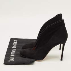 Pre Owned Gianvito Rossi Vamp Size 37.5 Black Suede Booties