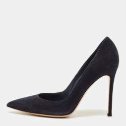 Pre Owned Gianvito Rossi Portofino Size 37 Navy Blue Suede Pumps