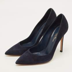 مملوكة مسبقًا حذاء كعب عالي جانفيتو روسي بورتوفينو سويدي أزرق كحلي مقاس 37