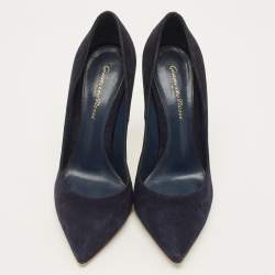 مملوكة مسبقًا حذاء كعب عالي جانفيتو روسي بورتوفينو سويدي أزرق كحلي مقاس 37