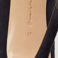 مملوكة مسبقًا حذاء كعب عالي جانفيتو روسي بورتوفينو سويدي أزرق كحلي مقاس 37