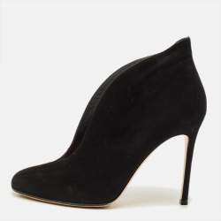 Pre Owned Gianvito Rossi Vamp Size 38.5 Black Suede Booties