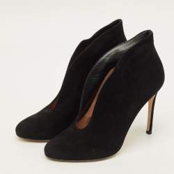 Pre Owned Gianvito Rossi Vamp Size 38.5 Black Suede Booties