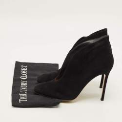 Pre Owned Gianvito Rossi Vamp Size 38.5 Black Suede Booties