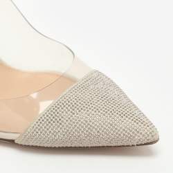 مملوكة مسبقًا Gianvito Rossi Plexi Embellished Size 40 Grey/Silver Suede and PVC Pumps