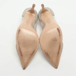مملوكة مسبقًا Gianvito Rossi Plexi Embellished Size 40 Grey/Silver Suede and PVC Pumps