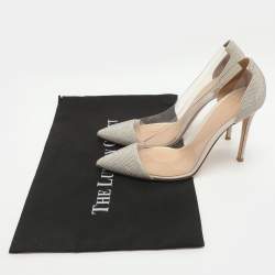 مملوكة مسبقًا Gianvito Rossi Plexi Embellished Size 40 Grey/Silver Suede and PVC Pumps