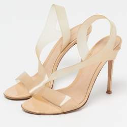 Pre Owned صندل جيانفيتو روسي ميتروبوليس بكعب خلفي من بي في سي بيج مقاس 37.5