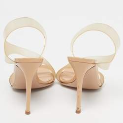 Pre Owned صندل جيانفيتو روسي ميتروبوليس بكعب خلفي من بي في سي بيج مقاس 37.5