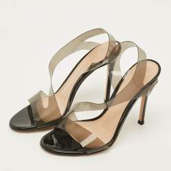مملوكة مسبقًا Gianvito Rossi Metropolis Size 36 Black PVC Slingback Sandals