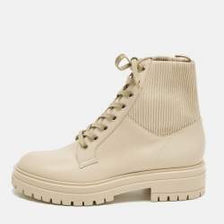 Pre Owned Gianvito Rossi Martis Size 40 Beige Leather Combat Boots