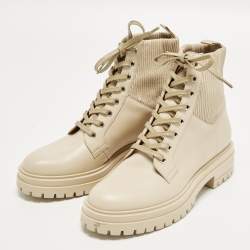 Pre Owned Gianvito Rossi Martis Size 40 Beige Leather Combat Boots