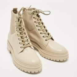 Pre Owned Gianvito Rossi Martis Size 40 Beige Leather Combat Boots