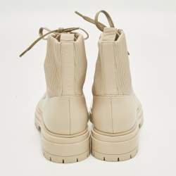 Pre Owned Gianvito Rossi Martis Size 40 Beige Leather Combat Boots