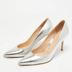 Pre Owned Gianvito Rossi Gianvito 105 Size 38.5 Silver Leather Pumps