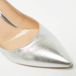Pre Owned Gianvito Rossi Gianvito 105 Size 38.5 Silver Leather Pumps