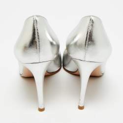 Pre Owned Gianvito Rossi Gianvito 105 Size 38.5 Silver Leather Pumps