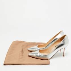 Pre Owned Gianvito Rossi Gianvito 105 Size 38.5 Silver Leather Pumps