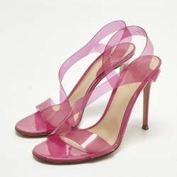 Pre Owned Gianvito Rossi Metropolis Size 40.5 Purple PVC Ankle Strap Sandals