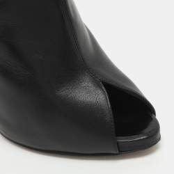 Pre Owned Gianvito Rossi Size 38.5 Black Leather Peep Toe Booties