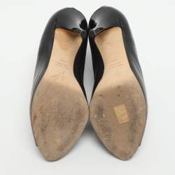 Pre Owned Gianvito Rossi Size 38.5 Black Leather Peep Toe Booties