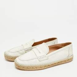 Pre Owned Gianvito Rossi No Style Size 37 Cream Leather Espadrille Loafers