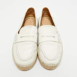 Pre Owned Gianvito Rossi No Style Size 37 Cream Leather Espadrille Loafers