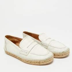 Pre Owned Gianvito Rossi No Style Size 37 Cream Leather Espadrille Loafers