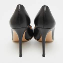 مملوكة مسبقًا حذاء كعب عالي جيانفيتو روسي جلد أسود مقدمة مدببة مقاس 39