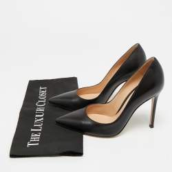 مملوكة مسبقًا حذاء كعب عالي جيانفيتو روسي جلد أسود مقدمة مدببة مقاس 39