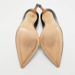 مملوكة مسبقًا حذاء كعب عالي جيانفيتو روسي جلد أسود مقدمة مدببة مقاس 39