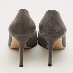 Pre Owned حذاء كعب عالي جيانفيتو روسي مقدمة مدببة من الشمواه الرمادي مقاس 38.5