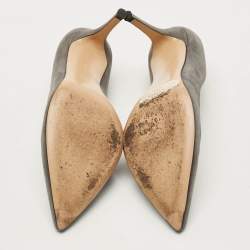 Pre Owned حذاء كعب عالي جيانفيتو روسي مقدمة مدببة من الشمواه الرمادي مقاس 38.5