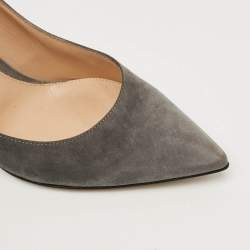 Pre Owned حذاء كعب عالي جيانفيتو روسي مقدمة مدببة من الشمواه الرمادي مقاس 38.5