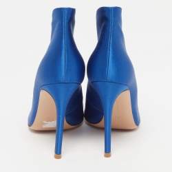 Pre Owned Gianvito Rossi Vamp Size 38 Blue Satin Booties