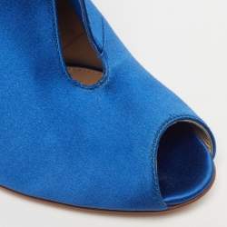 Pre Owned Gianvito Rossi Vamp Size 38 Blue Satin Booties